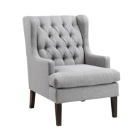 Hosanna Accent Wing Armchair, Button Tufted Light Gray Polyester -BM335987