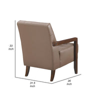 Lenie Accent Armchair, Button Tufted Brown Leather, Walnut Brown Wood -BM335990