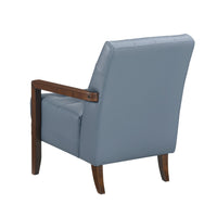 Lenie Accent Armchair, Button Tufted Blue Leather, Walnut Brown Wood -BM335991
