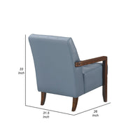Lenie Accent Armchair, Button Tufted Blue Leather, Walnut Brown Wood -BM335991
