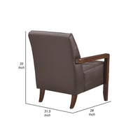 Lenie Accent Armchair, Button Tufted Dark Brown Leather, Wood Frame -BM335992