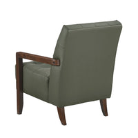Lenie Accent Armchair, Button Tufted Green Leather, Walnut Brown Wood -BM335994