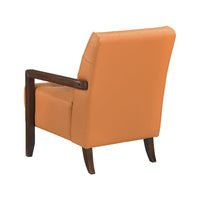Lenie Accent Armchair, Button Tufted Orange Leather, Walnut Brown -BM335995