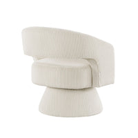 Rayne Swivel Accent Chair, Ivory Corduroy, Round Metal Swivel Base -BM335998