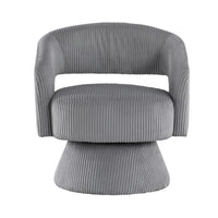 Rayne Swivel Accent Chair, Dark Gray Corduroy, Round Metal Swivel Base -BM335999