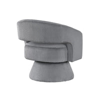 Rayne Swivel Accent Chair, Dark Gray Corduroy, Round Metal Swivel Base -BM335999