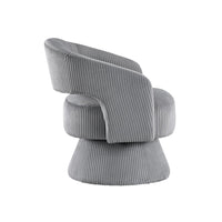 Rayne Swivel Accent Chair, Dark Gray Corduroy, Round Metal Swivel Base -BM335999