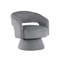 Rayne Swivel Accent Chair, Dark Gray Corduroy, Round Metal Swivel Base -BM335999
