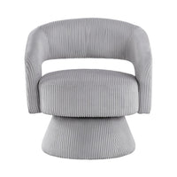 Rayne Swivel Accent Chair, Gray Corduroy, Round Metal Swivel Base -BM336000