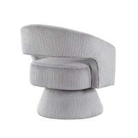 Rayne Swivel Accent Chair, Gray Corduroy, Round Metal Swivel Base -BM336000