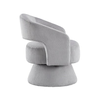 Rayne Swivel Accent Chair, Gray Corduroy, Round Metal Swivel Base -BM336000