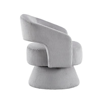 Rayne Swivel Accent Chair, Gray Corduroy, Round Metal Swivel Base -BM336000