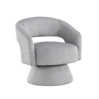 Rayne Swivel Accent Chair, Gray Corduroy, Round Metal Swivel Base -BM336000