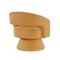 Rayne Swivel Accent Chair, Yellow Corduroy, Round Metal Swivel Base -BM336001