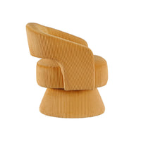 Rayne Swivel Accent Chair, Yellow Corduroy, Round Metal Swivel Base -BM336001