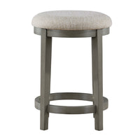 Anab Counter Height Stool Set of 2, Round Polyester Seat, Gray Wood -BM336002