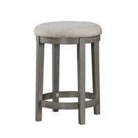 Anab Counter Height Stool Set of 2, Round Polyester Seat, Gray Wood -BM336002