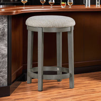 Anab Counter Height Stool Set of 2, Round Polyester Seat, Gray Wood -BM336002