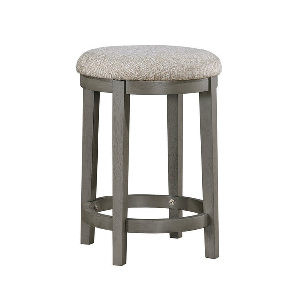 Anab Counter Height Stool Set of 2, Round Polyester Seat, Gray Wood -BM336002