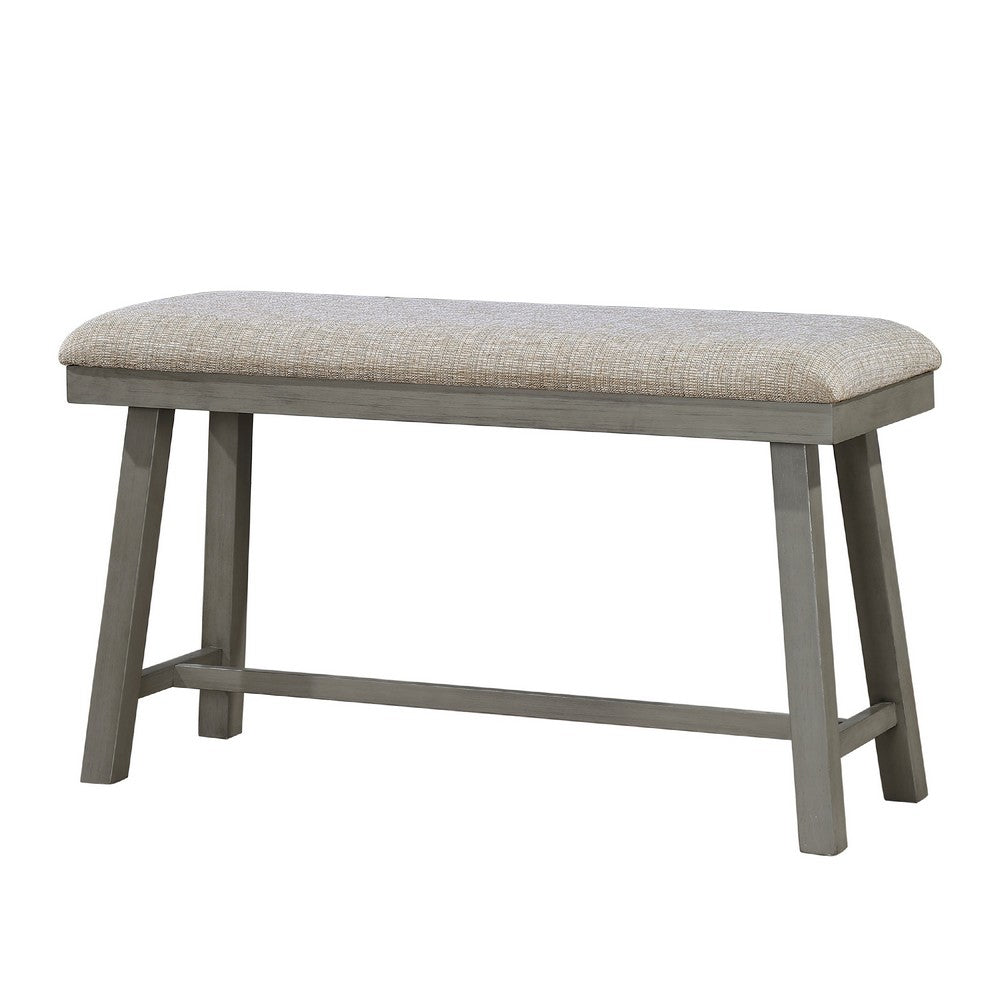 Anab Counter Height Bench, Foam Cushioned Polyester, Gray Wood -BM336003