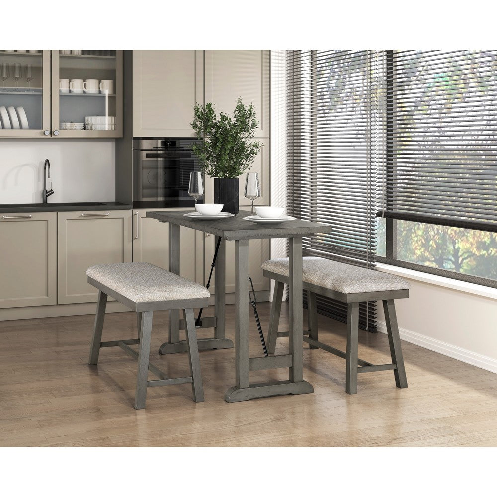 Anab Counter Height Bench, Foam Cushioned Polyester, Gray Wood -BM336003