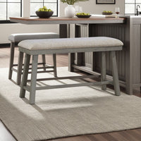 Anab Counter Height Bench, Foam Cushioned Polyester, Gray Wood -BM336003