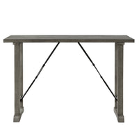 Anab Counter Height Table, Rectangular Gray Wood and Turnbuckle Base -BM336004