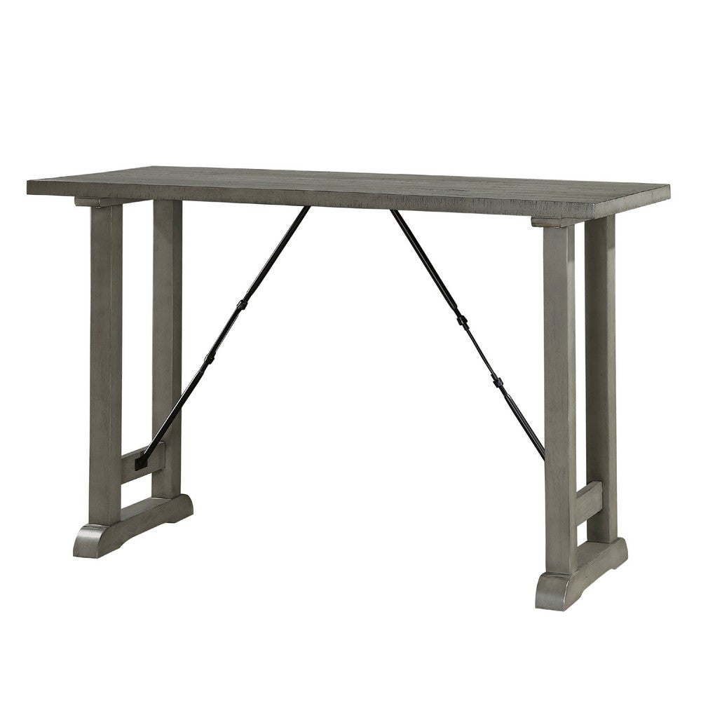 Anab Counter Height Table, Rectangular Gray Wood and Turnbuckle Base -BM336004