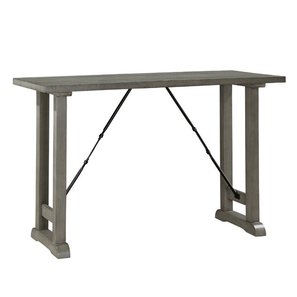 Anab Counter Height Table, Rectangular Gray Wood and Turnbuckle Base -BM336004