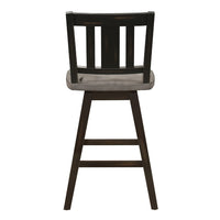 Ati Swivel Counter Height Chair Set of 2, Slatted Black Wood, Gray -BM336005