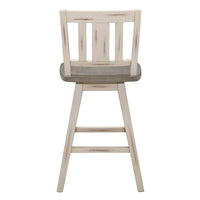 Ati Swivel Counter Height Chair Set of 2, Slatted White Wood, Gray -BM336006