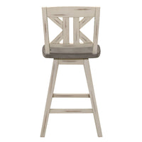 Ati Swivel Counter Height Chair Set of 2, X Back White Wood, Gray -BM336007