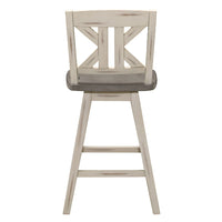 Ati Swivel Counter Height Chair Set of 2, X Back White Wood, Gray -BM336007