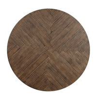 Fena Dining Table, Round 45 Inch Brown Wood Top, Gray Metal Star Base -BM336009