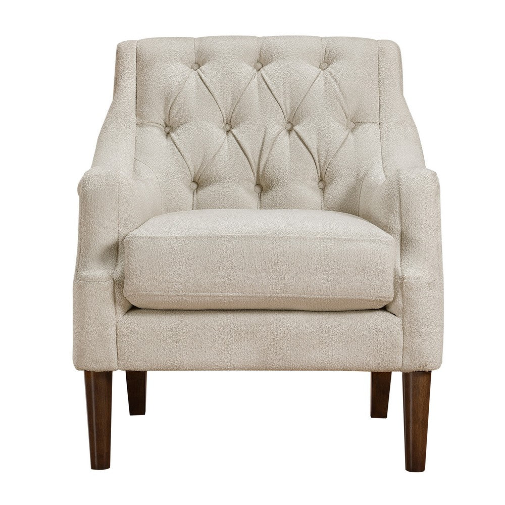 Jea Modern Accent Armchair, Button Tufted Beige Boucle -BM336010