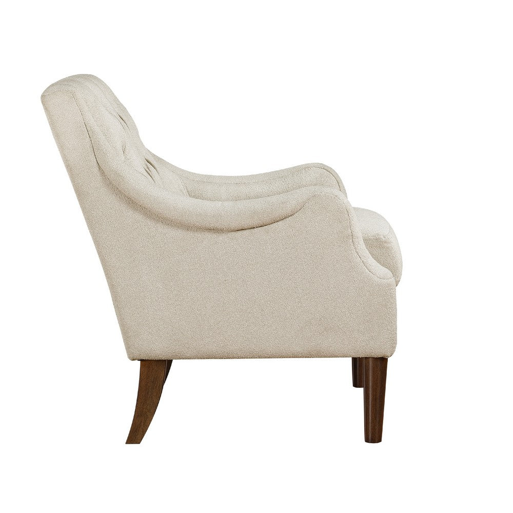Jea Modern Accent Armchair, Button Tufted Beige Boucle -BM336010