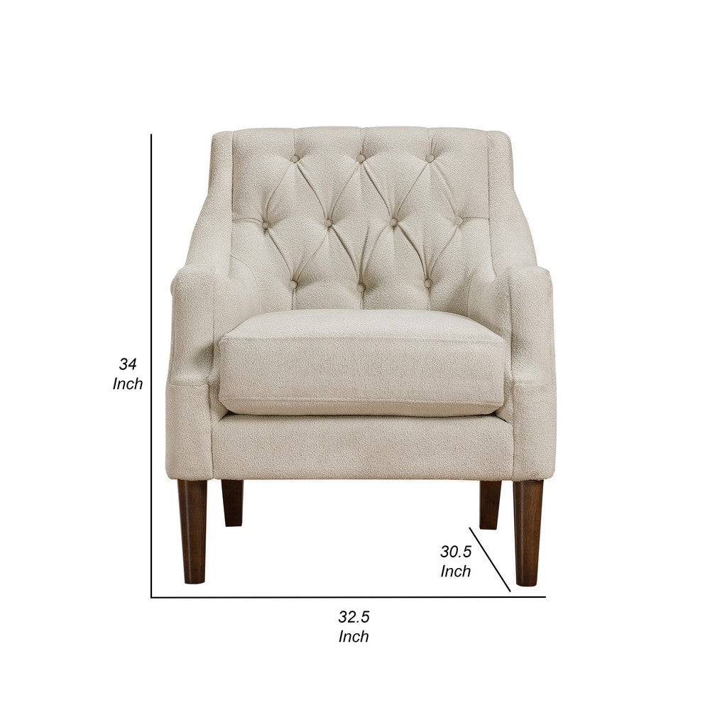 Jea Modern Accent Armchair, Button Tufted Beige Boucle -BM336010