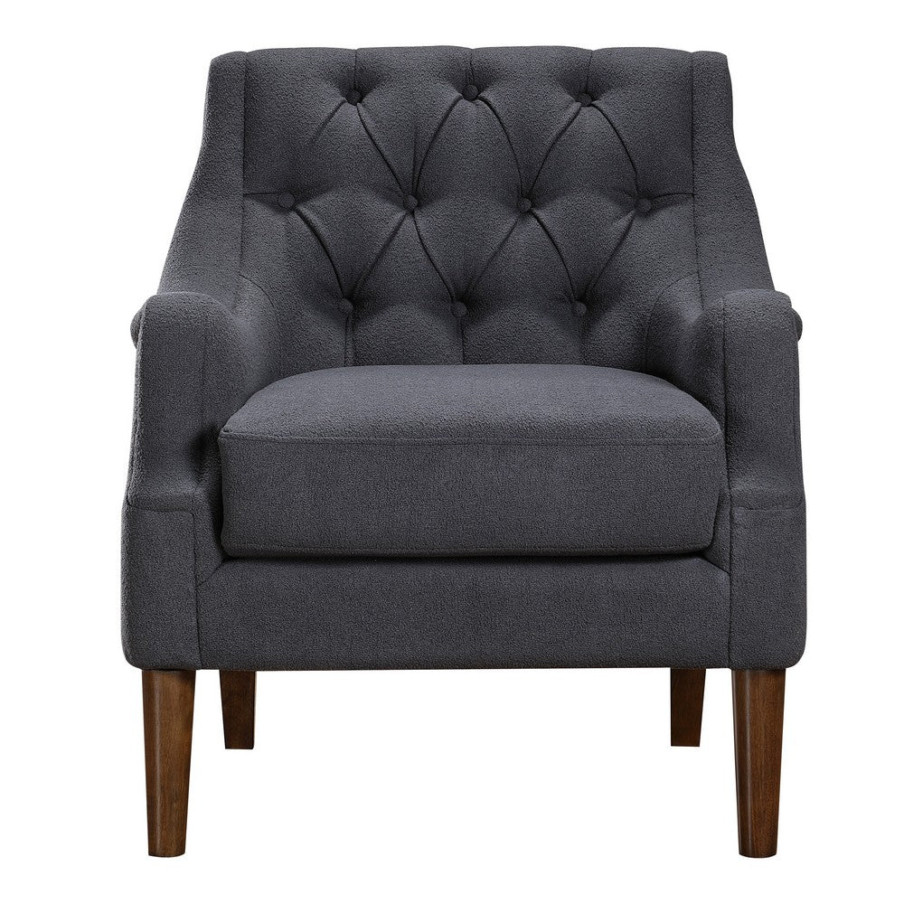 Jea Modern Accent Armchair, Button Tufted Dark Gray Boucle -BM336011