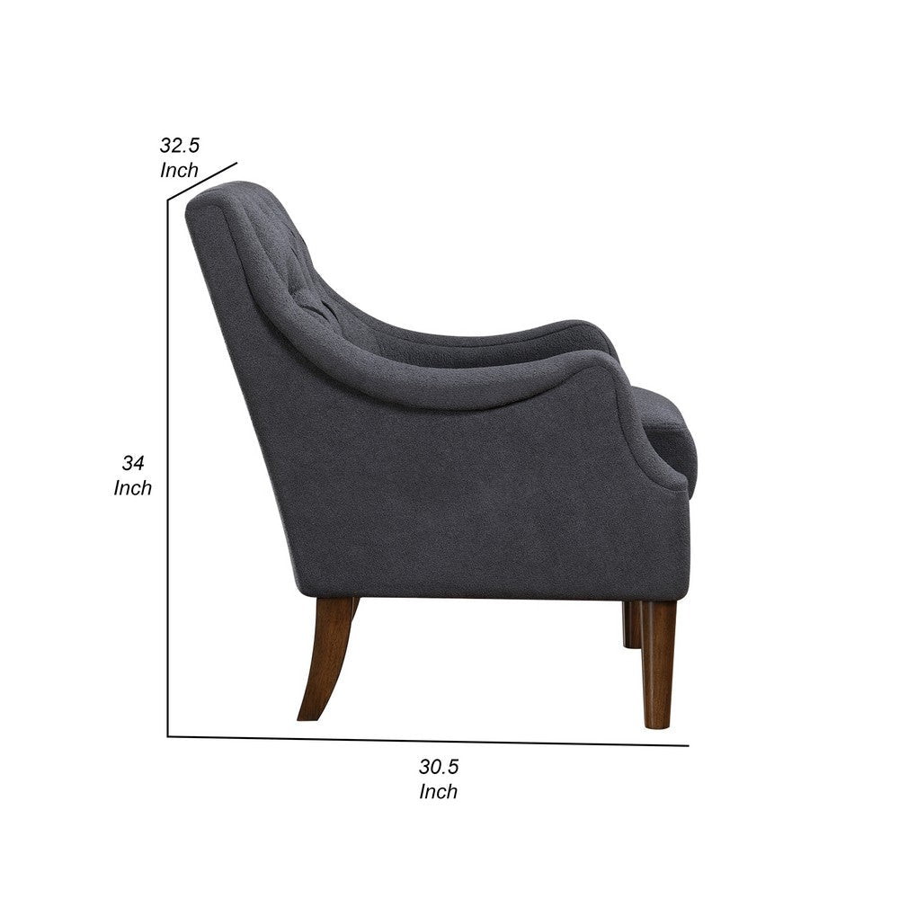 Jea Modern Accent Armchair, Button Tufted Dark Gray Boucle -BM336011