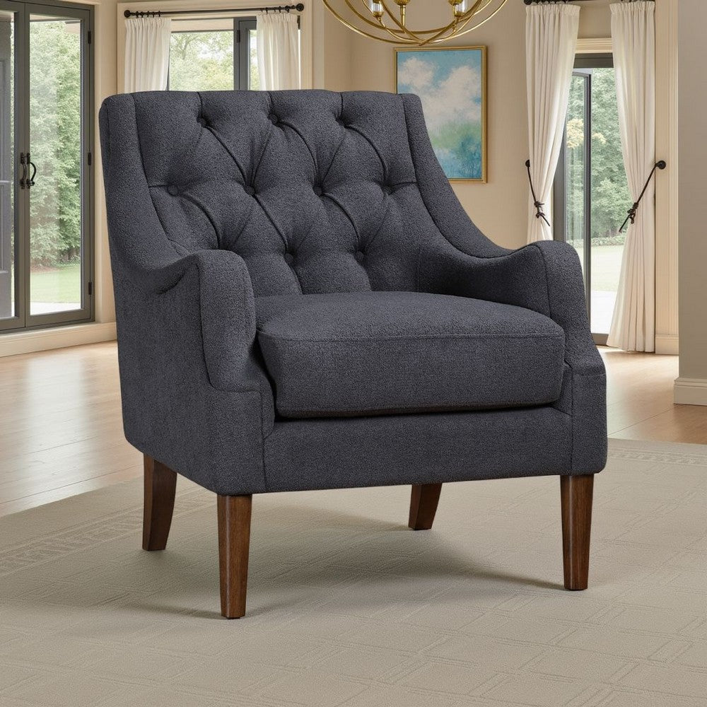 Jea Modern Accent Armchair, Button Tufted Dark Gray Boucle -BM336011