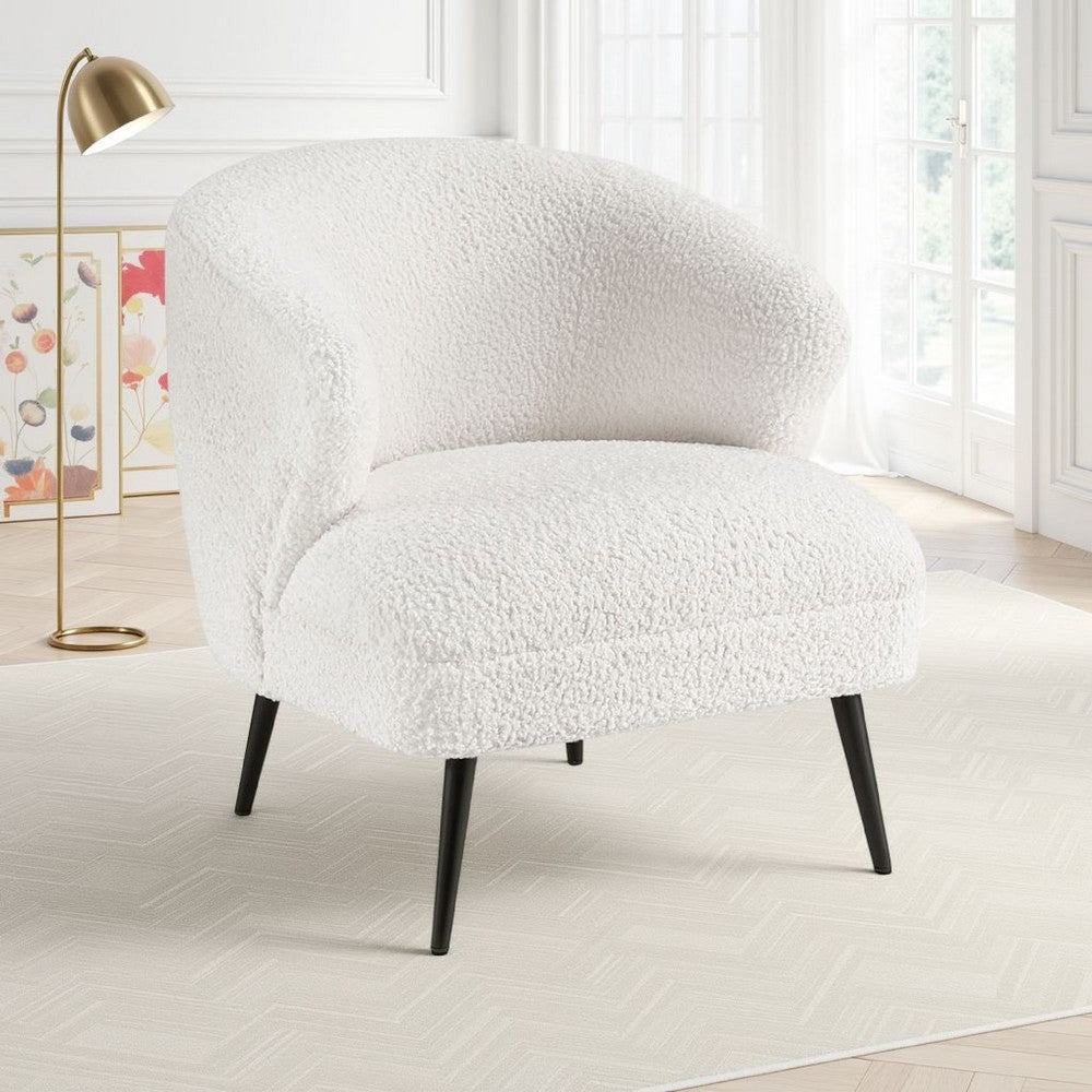Neda Accent Chair, Soft Beige Boucle, Curved Barrel Back -BM336012