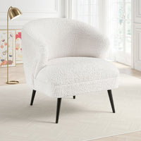 Neda Accent Chair, Soft Beige Boucle, Curved Barrel Back -BM336012