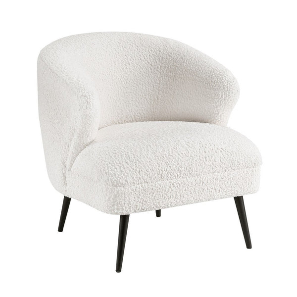 Neda Accent Chair, Soft Beige Boucle, Curved Barrel Back -BM336012