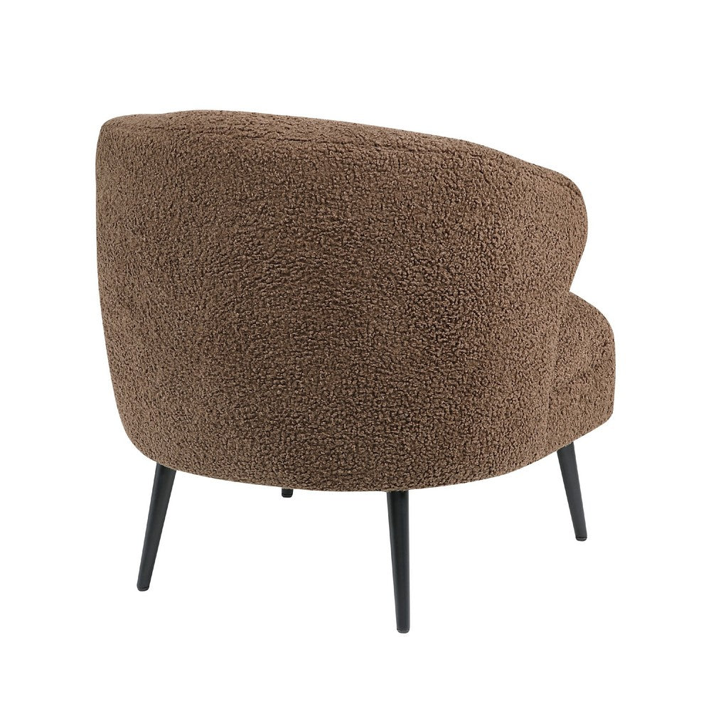 Neda Accent Chair, Soft Brown Boucle, Curved Barrel Back -BM336013