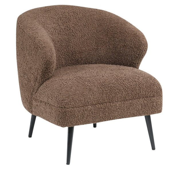 Neda Accent Chair, Soft Brown Boucle, Curved Barrel Back -BM336013