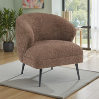 Neda Accent Chair, Soft Brown Boucle, Curved Barrel Back -BM336013