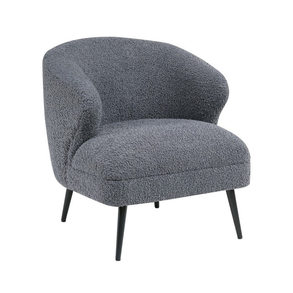 Neda Accent Chair, Soft Dark Gray Boucle, Curved Barrel Back -BM336014