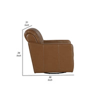Vemy Swivel Chair, Vertical Channel Tufted Back, Brown Faux Leather -BM336016
