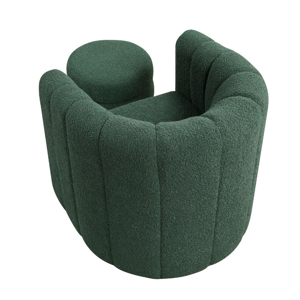 Noa Swivel Chair and Ottoman, Channel Tufted Curved, Sea Green Boucle -BM336018