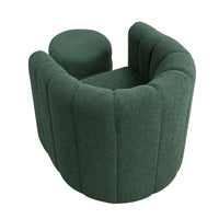 Noa Swivel Chair and Ottoman, Channel Tufted Curved, Sea Green Boucle -BM336018